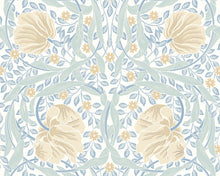 MUR412M Flower Circle Soft Blue Mural Medium by Origin Murals