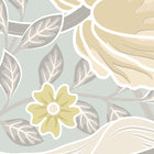 MUR413M Flower Circle Duck Egg And Linen Mural Medium by Origin Murals