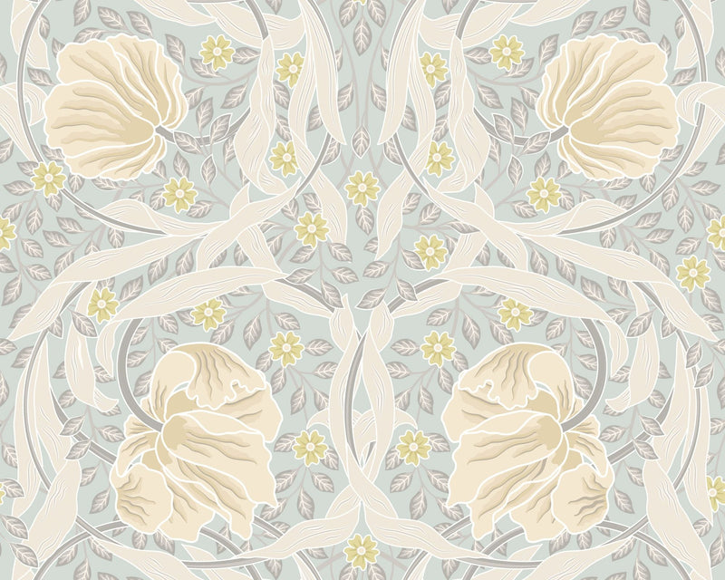 MUR413M Flower Circle Duck Egg And Linen Mural Medium by Origin Murals