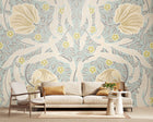 MUR413M Flower Circle Duck Egg And Linen Mural Medium by Origin Murals