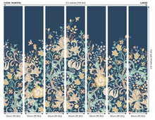 MUR376L Trailing Lily Navy Blue Mural Large by Origin Murals