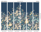 MUR376M Trailing Lily Navy Blue Mural Medium by Origin Murals