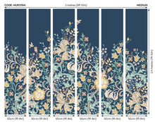 MUR376M Trailing Lily Navy Blue Mural Medium by Origin Murals