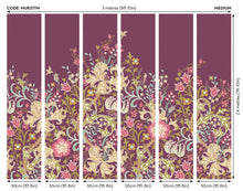 MUR377M Trailing Lily Aubergine Mural Medium by Origin Murals