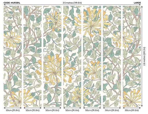 MUR381L Honeysuckle Seafoam Mural Large by Origin Murals