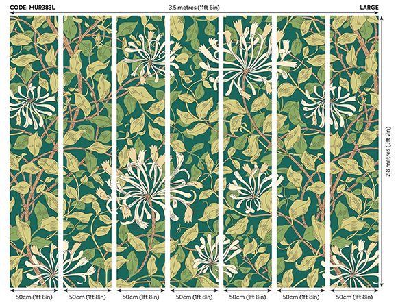 MUR383L Honeysuckle Forest Green Mural Large by Origin Murals