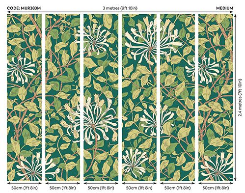 MUR383M Honeysuckle Forest Green Mural Medium by Origin Murals