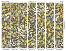 MUR384L Honeysuckle Black And Olive Green Mural Large by Origin Murals