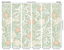 MUR385M Trailing Seaweed Garden Sage And Apricot Mural Medium by Origin Murals