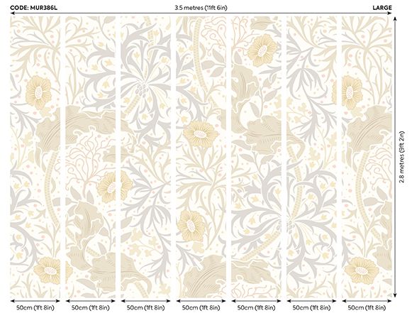 MUR386L Trailing Seaweed Garden Chalk And Stone Mural Large by Origin Murals
