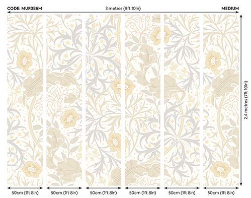 MUR386M Trailing Seaweed Garden Chalk And Stone Mural Medium by Origin Murals