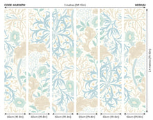 MUR387M Trailing Seaweed Garden Blue And Linen Mural Medium by Origin Murals