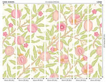 MUR391L Fruit And Foliage Rose And Apple Green Mural Large by Origin Murals
