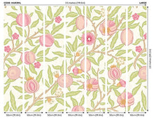 MUR391L Fruit And Foliage Rose And Apple Green Mural Large by Origin Murals