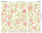 MUR391M Fruit And Foliage Rose And Apple Green Mural Medium by Origin Murals