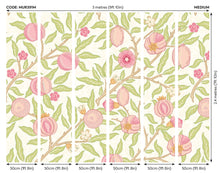 MUR391M Fruit And Foliage Rose And Apple Green Mural Medium by Origin Murals