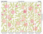 MUR391M Fruit And Foliage Rose And Apple Green Mural Medium by Origin Murals