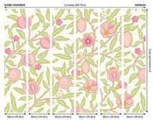 MUR391M Fruit And Foliage Rose And Apple Green Mural Medium by Origin Murals