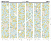 MUR392M Fruit And Foliage Wedgewood Blue Mural Medium by Origin Murals
