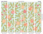 MUR393M Fruit And Foliage Aqua And Apricot Mural Medium by Origin Murals
