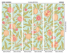 MUR393M Fruit And Foliage Aqua And Apricot Mural Medium by Origin Murals