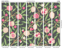 MUR394L Fruit And Foliage Black And Rose Pink Mural Large by Origin Murals