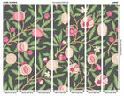 MUR394L Fruit And Foliage Black And Rose Pink Mural Large by Origin Murals