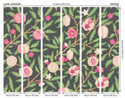 MUR394M Fruit And Foliage Black And Rose Pink Mural Medium by Origin Murals