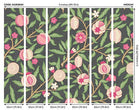MUR394M Fruit And Foliage Black And Rose Pink Mural Medium by Origin Murals