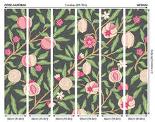 MUR394M Fruit And Foliage Black And Rose Pink Mural Medium by Origin Murals