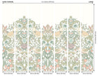 MUR395L Birds, Fruit And Foliage Sage And Apricot Mural Large by Origin Murals