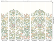 MUR395L Birds, Fruit And Foliage Sage And Apricot Mural Large by Origin Murals