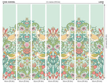 MUR396L Birds, Fruit And Foliage Duck Egg Mural Large by Origin Murals