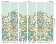 MUR396M Birds, Fruit And Foliage Duck Egg Mural Medium by Origin Murals