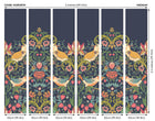 MUR397M Birds, Fruit And Foliage Navy And Coral Mural Medium by Origin Murals