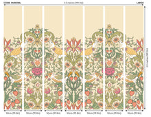MUR398L Birds, Fruit And Foliage Gold And Olive Mural Large by Origin Murals
