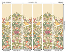 MUR398M Birds, Fruit And Foliage Gold And Olive Mural Medium by Origin Murals