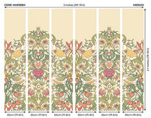 MUR398M Birds, Fruit And Foliage Gold And Olive Mural Medium by Origin Murals