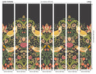 MUR399L Birds, Fruit And Foliage Black And Olive Mural Large by Origin Murals