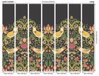 MUR399L Birds, Fruit And Foliage Black And Olive Mural Large by Origin Murals
