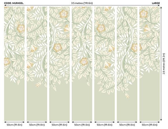 MUR402L Cascading Rosehip Sage Green Mural Large by Origin Murals