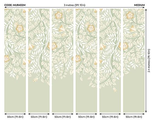 MUR402M Cascading Rosehip Sage Green Mural Medium by Origin Murals