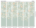MUR403M Cascading Rosehip Seafoam And Apricot Mural Medium by Origin Murals