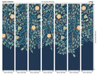 MUR404L Cascading Rosehip Indigo And Teal Mural Large by Origin Murals