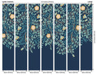 MUR404L Cascading Rosehip Indigo And Teal Mural Large by Origin Murals