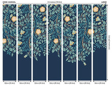 MUR404L Cascading Rosehip Indigo And Teal Mural Large by Origin Murals