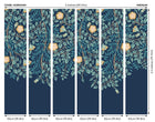 MUR404M Cascading Rosehip Indigo And Teal Mural Medium by Origin Murals