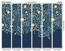 MUR404M Cascading Rosehip Indigo And Teal Mural Medium by Origin Murals