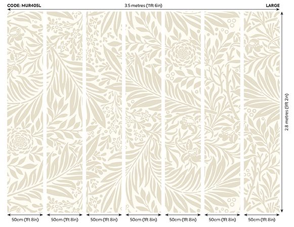 MUR405L Trailing Ferns Stone And Linen Mural Large by Origin Murals
