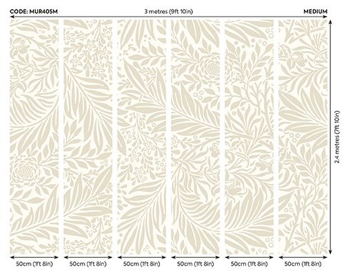 MUR405M Trailing Ferns Stone And Linen Mural Medium by Origin Murals
